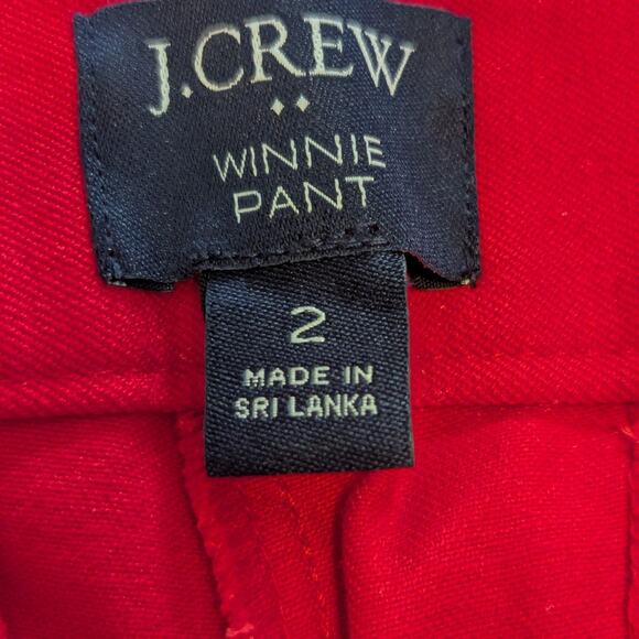 J.Crew Winnie Red Cotton Elastane Dress Work Business Pants Side Zip, Sz 2 - Picture 5 of 6
